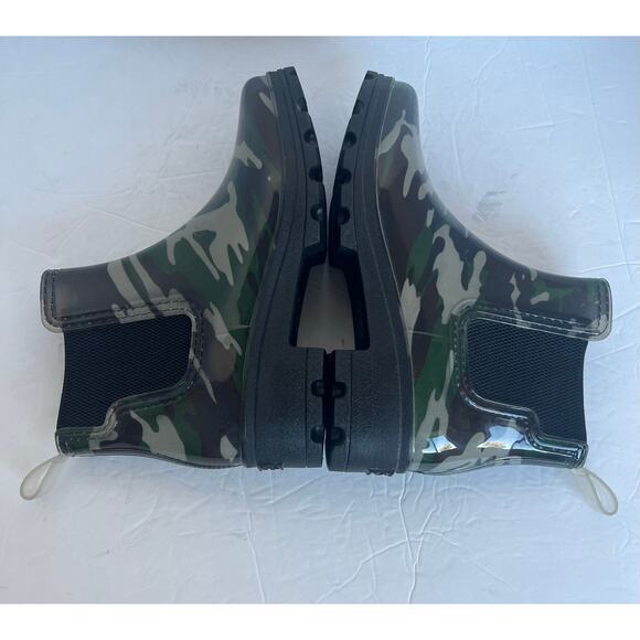Seven7 Halifax Women's Green/Black Camo Chelsea Lug Sole Rain Ankle Boots Size 9 - Picture 5 of 11